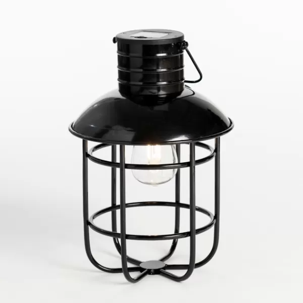 Outdoor Lighting-Kirkland's Home Hanging Cage Solar Powered Lantern Black