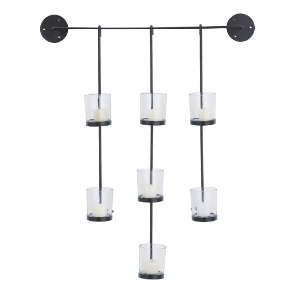 Sconces-Kirkland's Home Hanging Glass Votive Wall Plaque Black