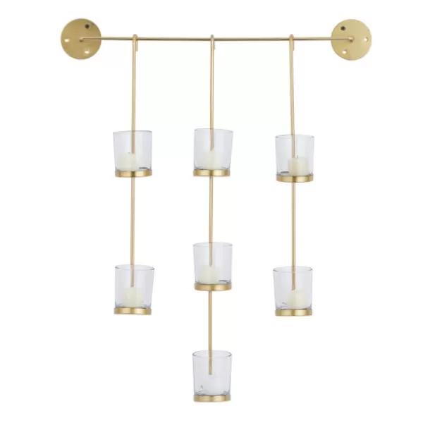 Sconces-Kirkland's Home Hanging Glass Votive Wall Plaque Gold