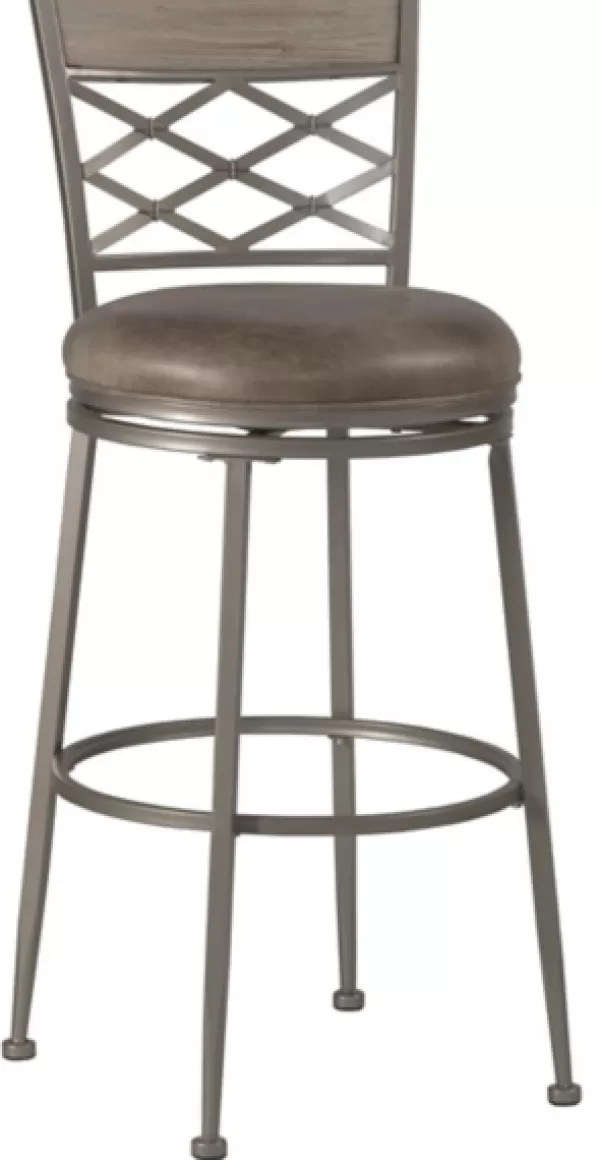 Bar Stools & Counter Height Stools-Kirkland's Home Hanover Swivel Pewter Garden Lattice Counter Stool Brown