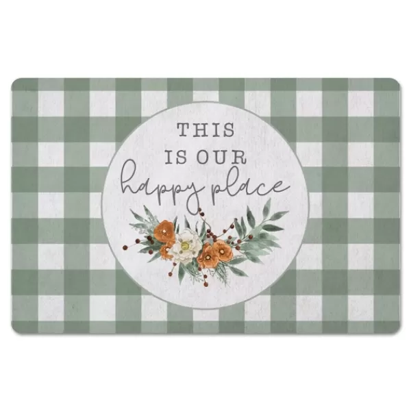 Kitchen & Floor Mats-Kirkland's Home Happy Place Buffalo Check Kitchen Mat Green