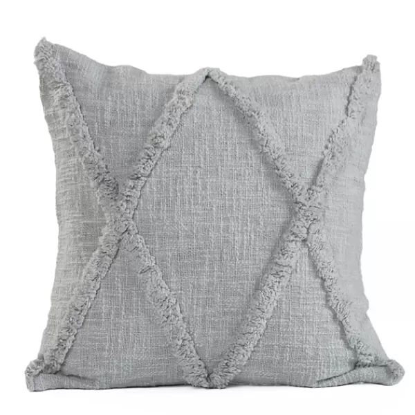 Pillows-Kirkland's Home Harbor Tufted Diamond Pillow, 18 In. Gray