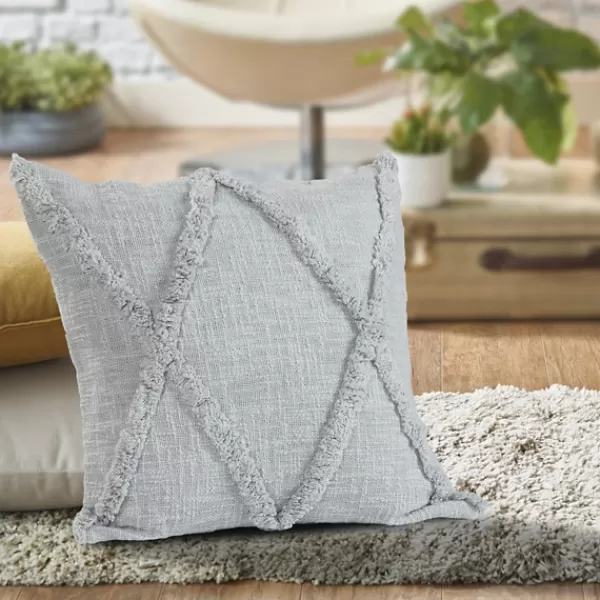 Pillows-Kirkland's Home Harbor Tufted Diamond Pillow, 18 In. Gray