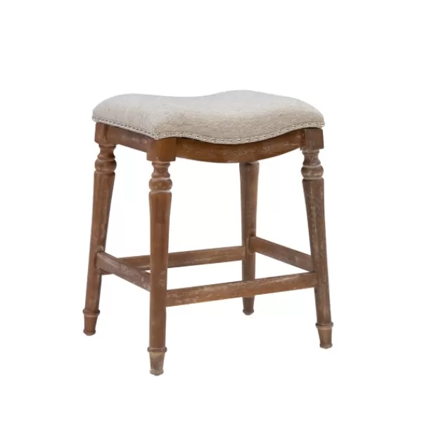 Bar Stools & Counter Height Stools-Kirkland's Home Hazelnut Upholstered Curved Seat Counter Stool Gray
