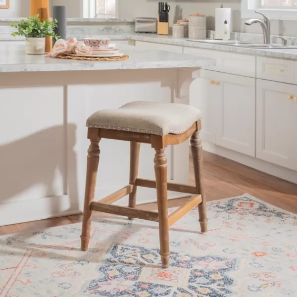 Bar Stools & Counter Height Stools-Kirkland's Home Hazelnut Upholstered Curved Seat Counter Stool Gray