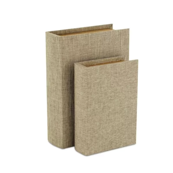 Baskets & Boxes-Kirkland's Home Heathered Beige Linen Book Boxes, Set Of 2 Tan