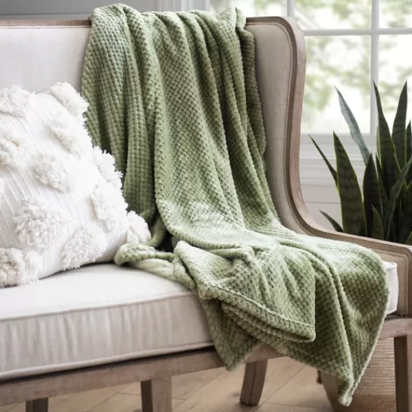 Blankets & Throws-Kirkland's Home Heavenly Plush Bubble Throw Green