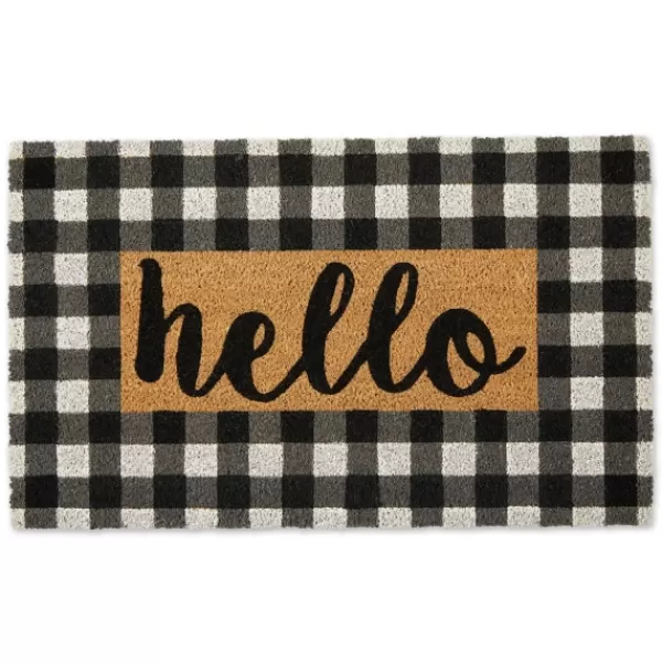 Doormats-Kirkland's Home Hello Buffalo Check Doormat Tan/Black