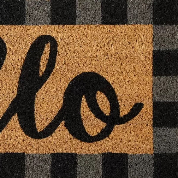 Doormats-Kirkland's Home Hello Buffalo Check Doormat Tan/Black