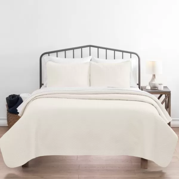 Bedspreads & Coverlets-Kirkland's Home Herringbone Quilted 3-Pc. King Coverlet Set Ivory