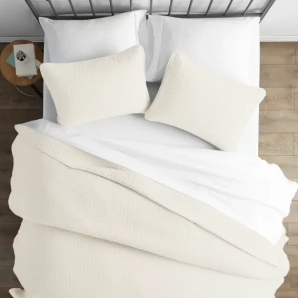 Bedspreads & Coverlets-Kirkland's Home Herringbone Quilted 3-Pc. King Coverlet Set Ivory
