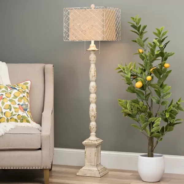 Floor Lamps-Kirkland's Home Holcomb White Floor Lamp Tan