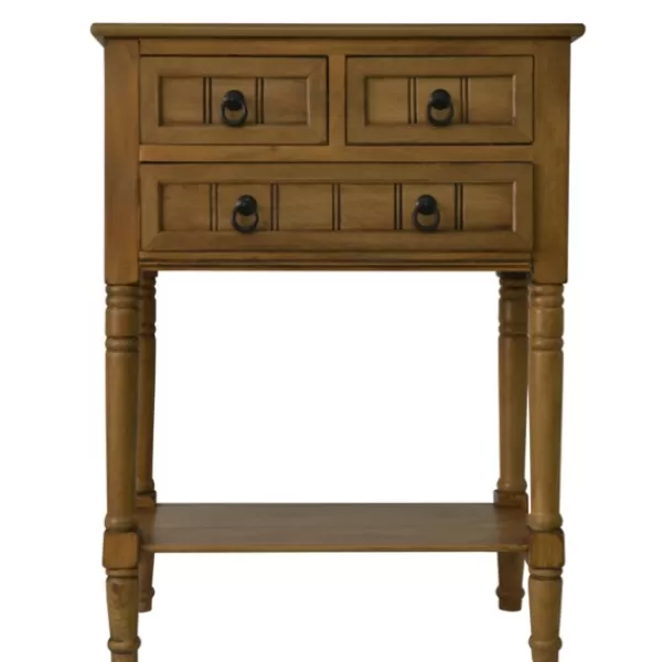 Console Tables-Kirkland's Home Honey Pine 3-Drawer Console Table Brown
