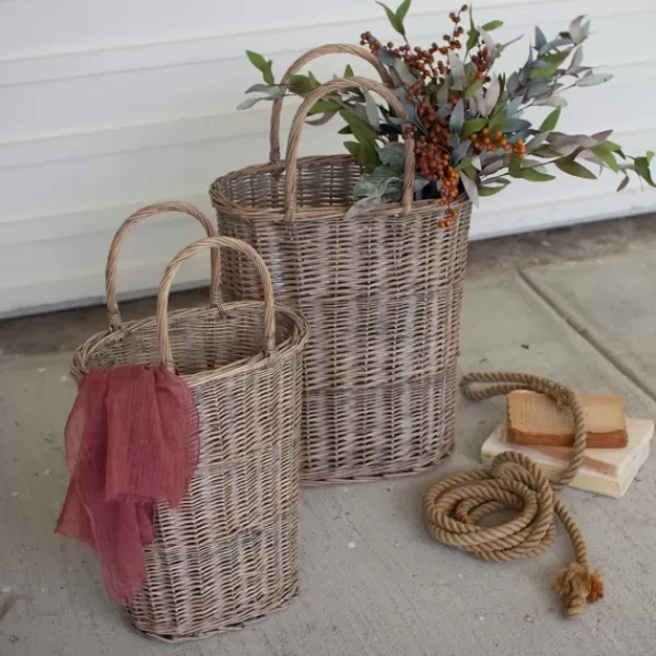 Baskets & Boxes-Kirkland's Home Honey Wicker Tall Oval Baskets, Set Of 2 Brown