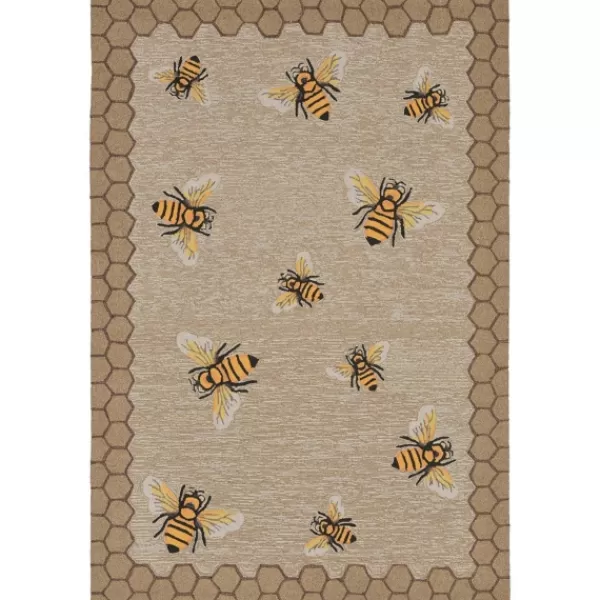Outdoor Rugs-Kirkland's Home Honeycomb Bees Outdoor Area Rug, 5X7 Brown/Yellow