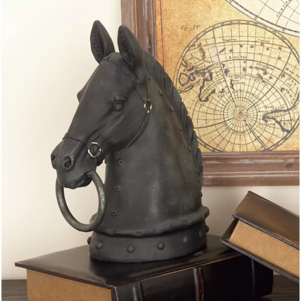 Statues & Figurines-Kirkland's Home Horse Head Statue, 12 In. Black