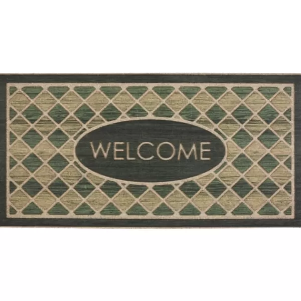 Doormats-Kirkland's Home Hunter Woodgrain Ornamental Entry Doormat Blue/Tan