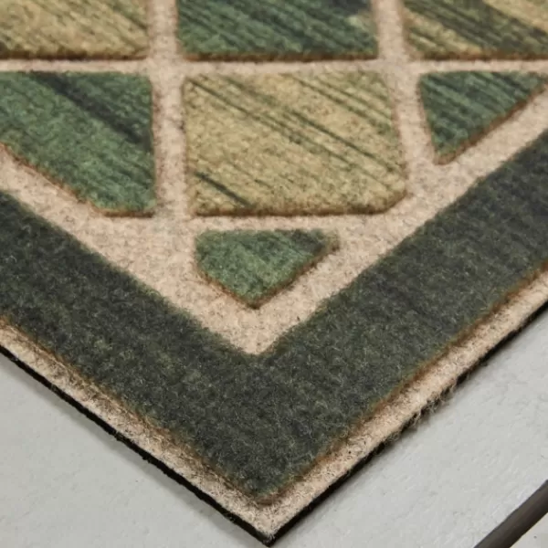 Doormats-Kirkland's Home Hunter Woodgrain Ornamental Entry Doormat Blue/Tan