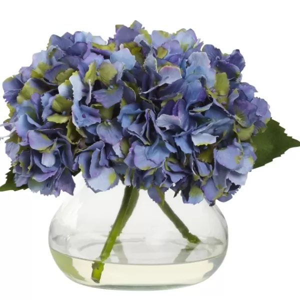 Arrangements & Greenery-Kirkland's Home Hydrangea Arrangement In Clear Vase Blue
