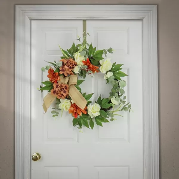 Wreaths-Kirkland's Home Hydrangeas And Roses Harvest Wreath Orange/Green