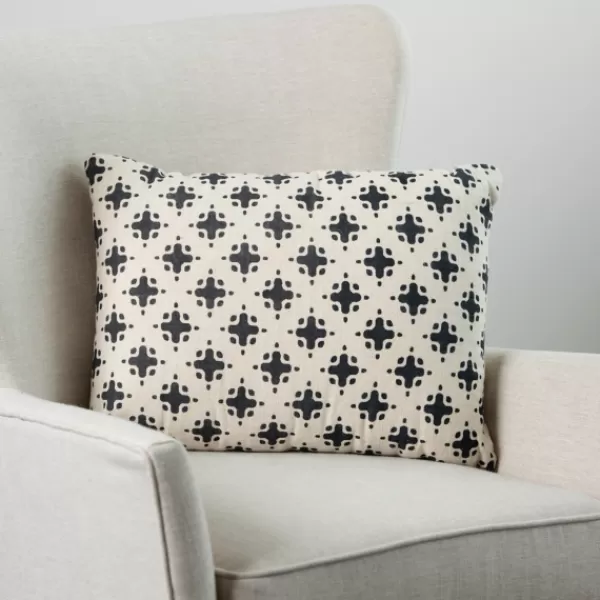 Pillows-Kirkland's Home Ida Printed Lumbar Pillow Ivory/Black