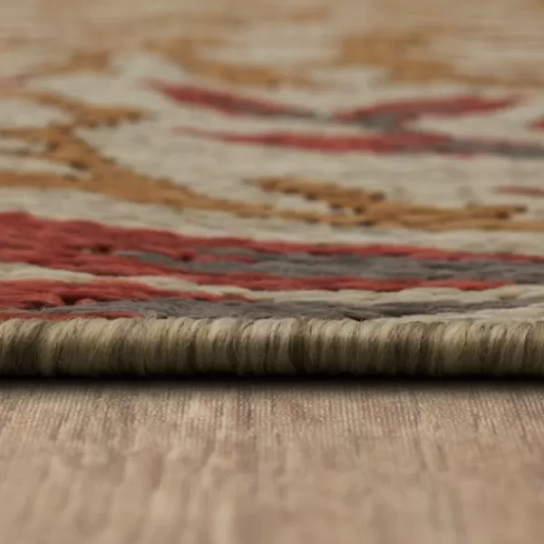 Outdoor Rugs-Kirkland's Home Ikat Coral Sunset Outdoor Area Rug, 5X7 Red/Gray/Yellow