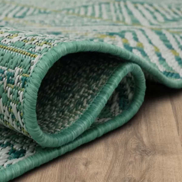 Outdoor Rugs-Kirkland's Home Ikat Diamond Green Outdoor Area Rug, 5X7 Green/White/Yellow