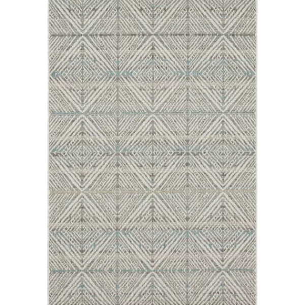 Outdoor Rugs-Kirkland's Home Ikat Diamond Light Outdoor Area Rug, 5X7 White/Gray/Blue