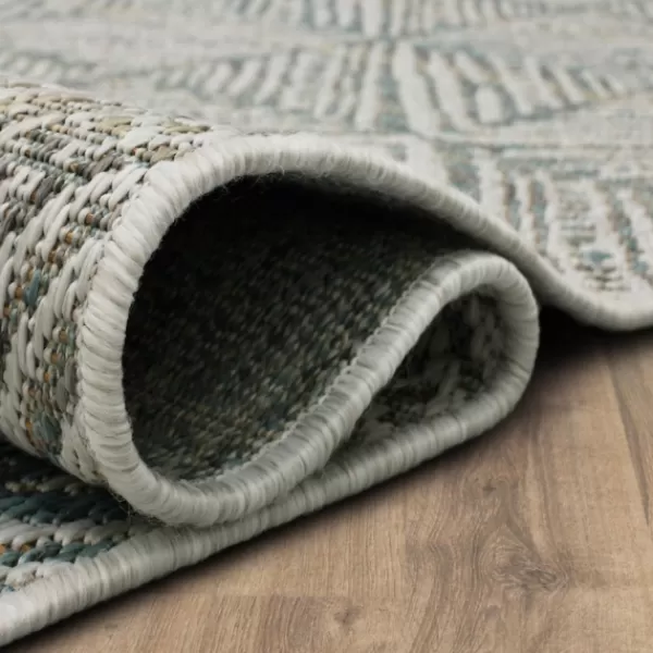 Outdoor Rugs-Kirkland's Home Ikat Diamond Light Outdoor Area Rug, 5X7 White/Gray/Blue