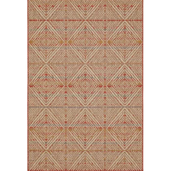 Outdoor Rugs-Kirkland's Home Ikat Diamond Sunset Outdoor Area Rug, 5X7 Red/Yellow/White