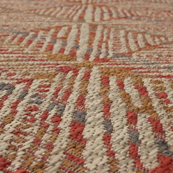 Outdoor Rugs-Kirkland's Home Ikat Diamond Sunset Outdoor Area Rug, 5X7 Red/Yellow/White