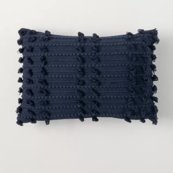 Pillows-Kirkland's Home Indigo Woven Lumbar Pillow Blue