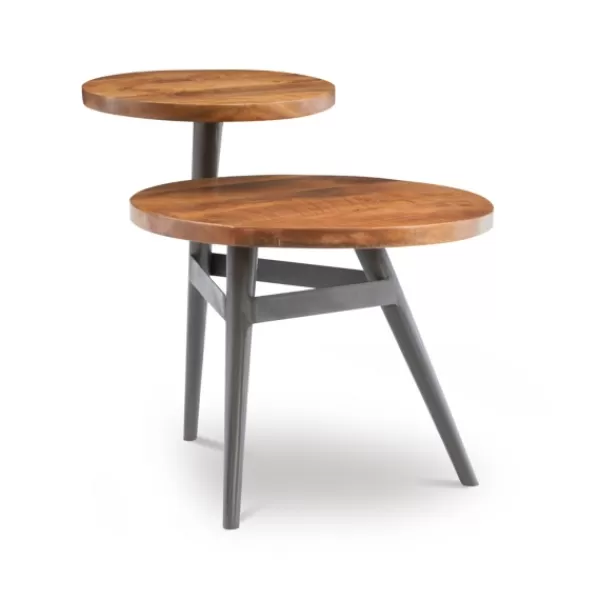 Accent & End Tables-Kirkland's Home Industrial Two-Tiered Gunmetal Accent Table Brown