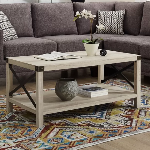 Coffee Tables-Kirkland's Home Industrial X-Frame Coffee Table White