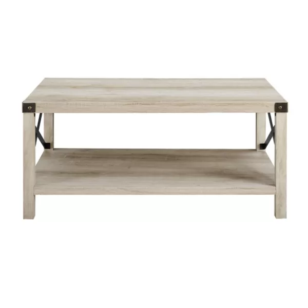 Coffee Tables-Kirkland's Home Industrial X-Frame Coffee Table White