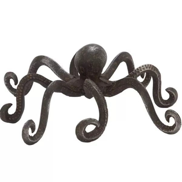 Statues & Figurines-Kirkland's Home Iron Octopus Statue Black