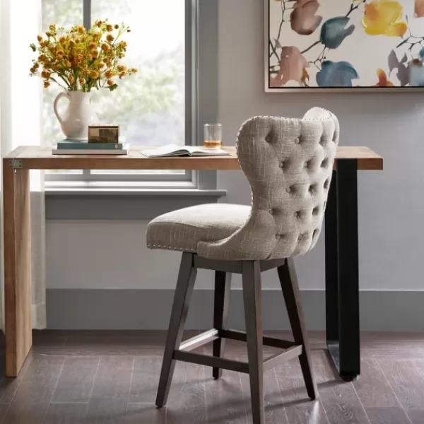 Bar Stools & Counter Height Stools-Kirkland's Home Ivey High Wingback Swivel Counter Stool Brown