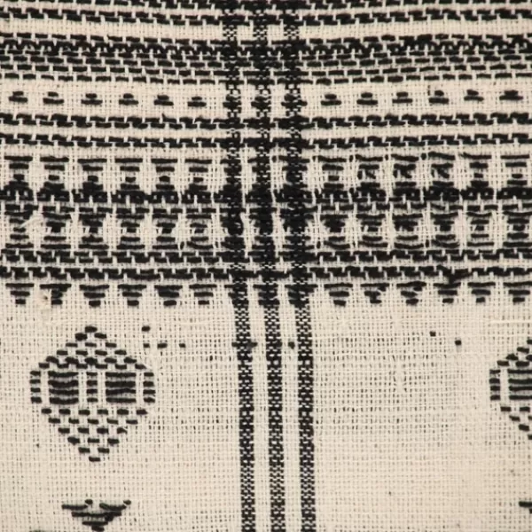 Pillows-Kirkland's Home Ivory And Black Boho Stripes Lumbar Pillow Ivory/Black