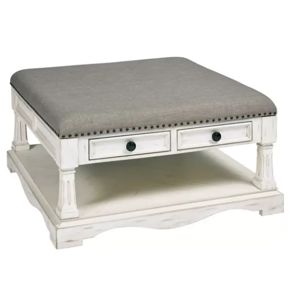 Coffee Tables-Kirkland's Home Ivory And Gray Upholstered Square Coffee Table Ivory/Gray