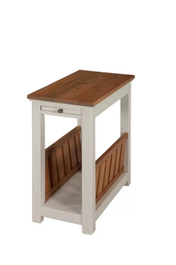Accent & End Tables-Kirkland's Home Ivory And Natural Wood Magazine Shelf Accent Table Ivory/Tan