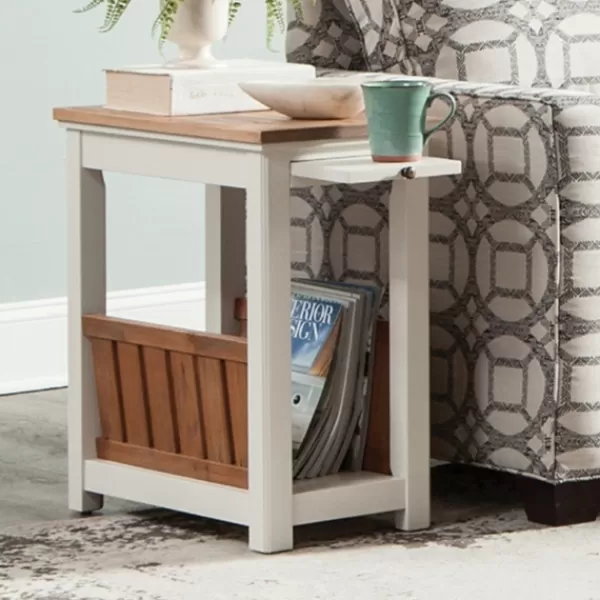 Accent & End Tables-Kirkland's Home Ivory And Natural Wood Magazine Shelf Accent Table Ivory/Tan
