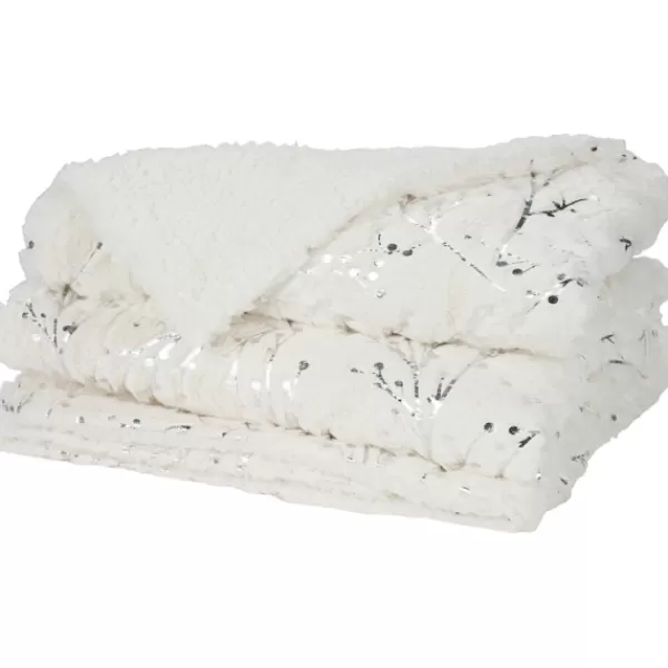 Blankets & Throws-Kirkland's Home Ivory And Silver Metallic Branches Throw Silver/Ivory