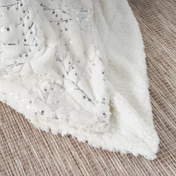 Blankets & Throws-Kirkland's Home Ivory And Silver Metallic Branches Throw Silver/Ivory