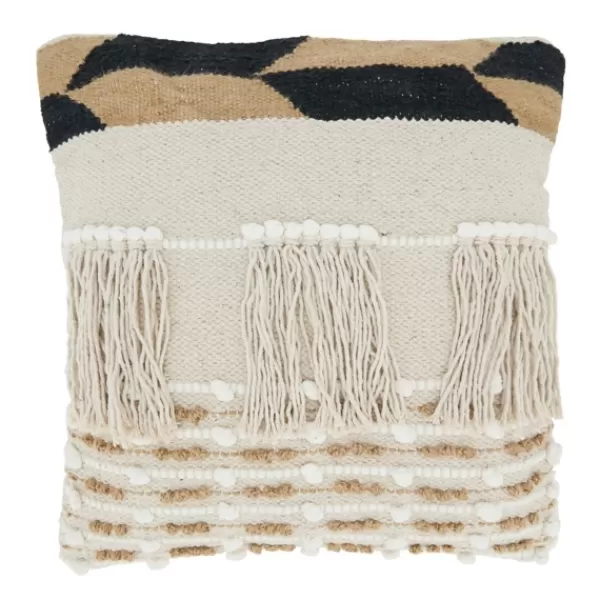 Pillows-Kirkland's Home Ivory Boho Fringe Jute Pillow