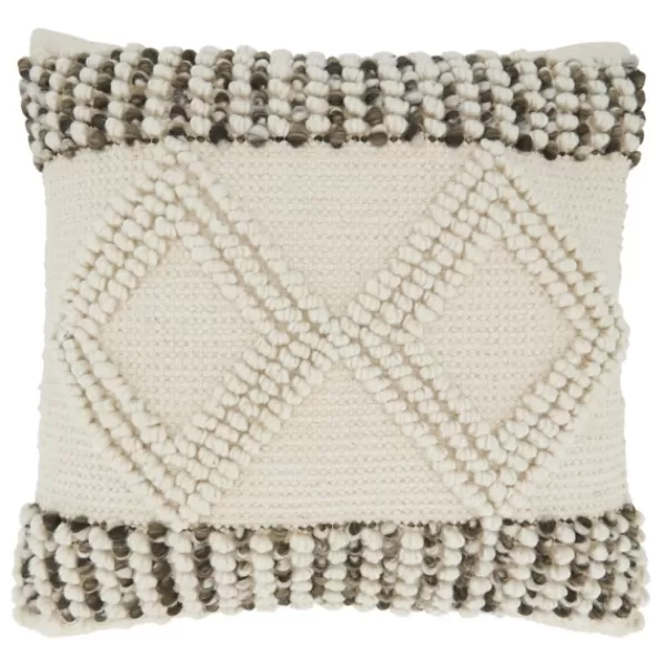 Pillows-Kirkland's Home Ivory Diamond Woven Textured Polyester Pillow