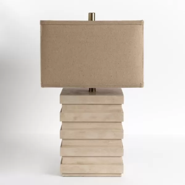 Table Lamps-Kirkland's Home Ivory Square Tiered Table Lamp Tan