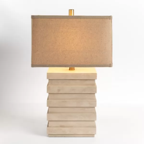 Table Lamps-Kirkland's Home Ivory Square Tiered Table Lamp Tan