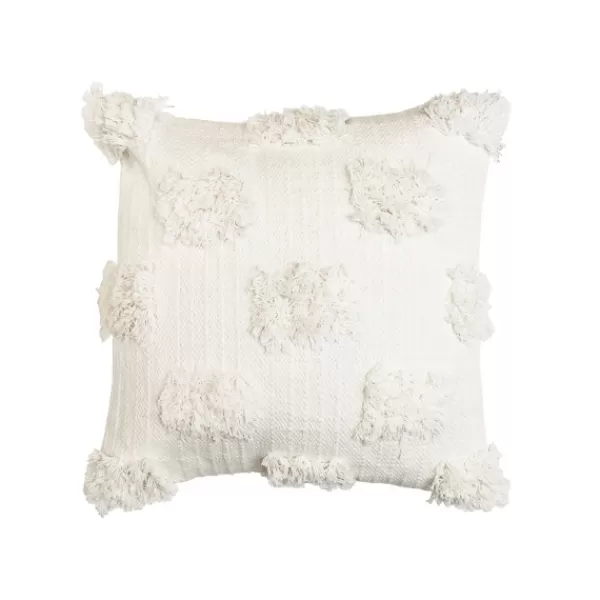 Pillows-Kirkland's Home Ivory Tufted Dots Throw Pillow White