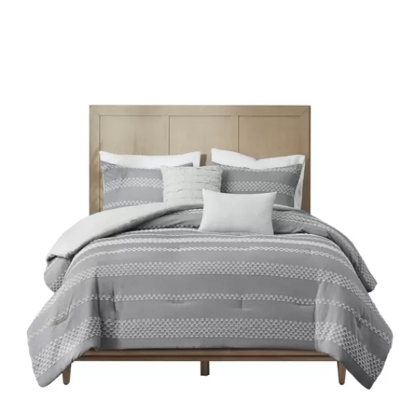 Comforters-Kirkland's Home Jacquard 5-Pc. Full/Queen Comforter Set Gray