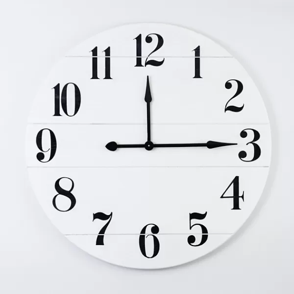 Clocks-Kirkland's Home Jake And Black Wooden Wall Clock White
